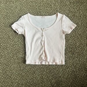 Brandy Melville Soft Pink Button-Up Tee